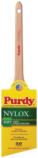 Purdy Nylox Dale 144080230 Angular Trim Brush, 3 in W, 2-15/16 in L Bristle, Nylon Bristle, Rat Tail Handle [SKU: ORG6988737]