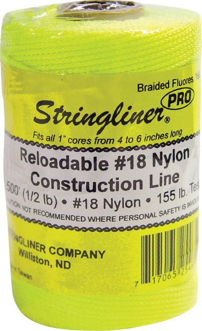 Stringliner Pro Series 35465 Construction Line, #18 Dia, 500 ft L, 165 lb Working Load, Nylon, Fluorescent Yellow [SKU: ORG0259903]