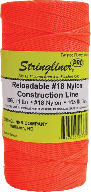Stringliner Pro Series 35706 Construction Line, #18 Dia, 1080 ft L, 165 lb Working Load, Nylon, Fluorescent Orange [SKU: ORG4533402]