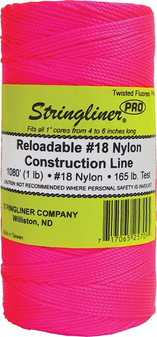 Stringliner Pro Series 35709 Construction Line, #18 Dia, 1080 ft L, 165 lb Working Load, Nylon, Fluorescent Pink [SKU: ORG8765349]