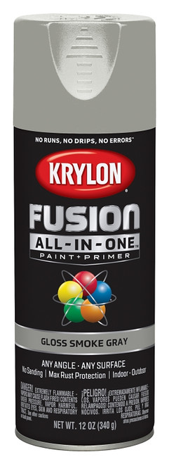 Krylon Fusion K02723007 Primer and Spray Paint, Gloss, Smoke Gray, 12 oz, Aerosol Can [SKU: ORG2809317]
