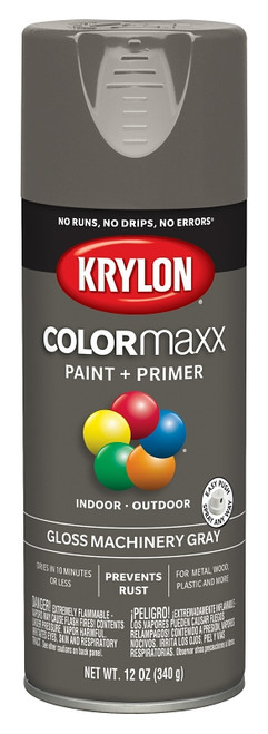 Krylon COLORmaxx K05599007 Spray Paint, Gloss, Machinery Gray, 12 oz, Aerosol Can [SKU: ORG7241979]