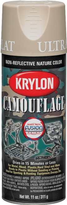 Krylon K04295777 Camouflage Paint, Ultra-Flat, Sand, 12 oz, Aerosol Can [SKU: ORG7935901]