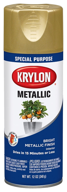Krylon K01701A77 Spray Paint, Metallic, Bright Gold, 11 oz, Aerosol Can [SKU: ORG2810414]