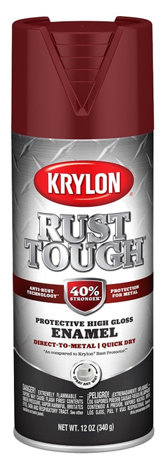 Krylon Rust Tough K09221008 Enamel, Gloss, Burgundy, 12 oz, Can [SKU: ORG8705485]