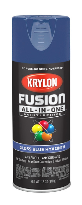 Krylon Fusion K02703007 Primer and Spray Paint, Gloss, Blue Hyacinth, 12 oz, Aerosol Can [SKU: ORG2809119]