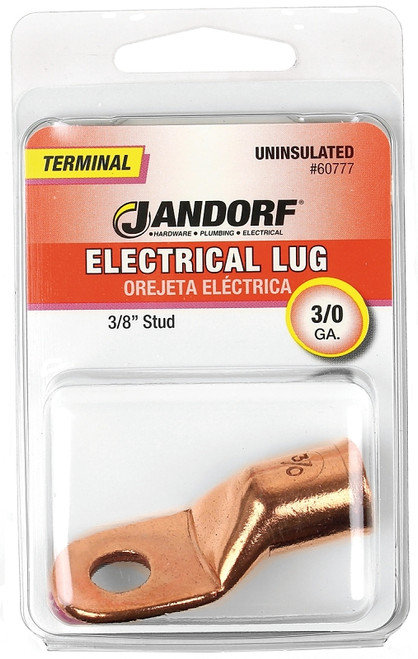 Jandorf 60777 Electrical Lug, 3/0 AWG Wire, 3/8 in Stud, Copper Contact, Brown [SKU: ORG3399326]
