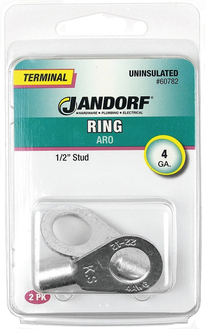 Jandorf 60782 Ring Terminal, 4 AWG Wire, 1/2 in Stud [SKU: ORG3399375]