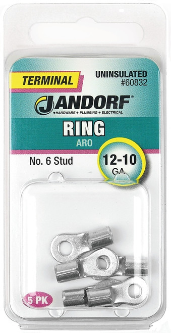 Jandorf 60832 Ring Terminal, 12 to 10 AWG Wire, #6 Stud, Copper Contact [SKU: ORG3400280]