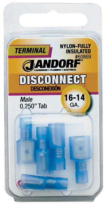 Jandorf 60869 Disconnect Terminal, 16 to 14 AWG Wire, Nylon Insulation, Copper Contact, Blue [SKU: ORG3400678]