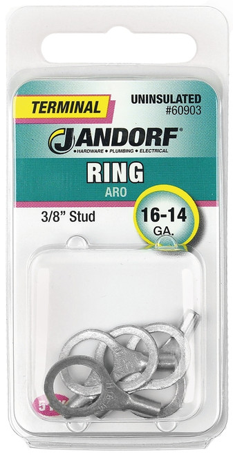 Jandorf 60903 Ring Terminal, 16 to 14 AWG Wire, 3/8 in Stud, Copper Contact [SKU: ORG3401049]