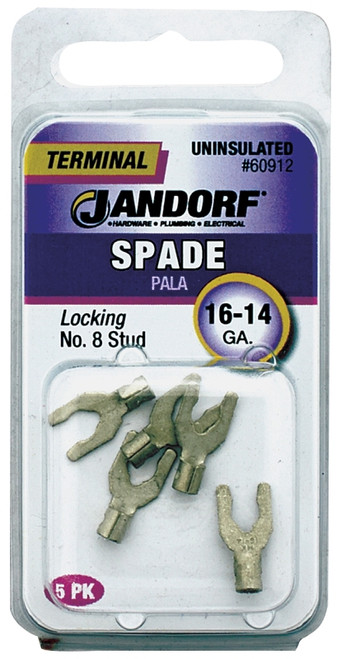 Jandorf 60912 Spade Terminal, 600 V, 16 to 14 AWG Wire, #8 Stud, Copper Contact [SKU: ORG3401171]