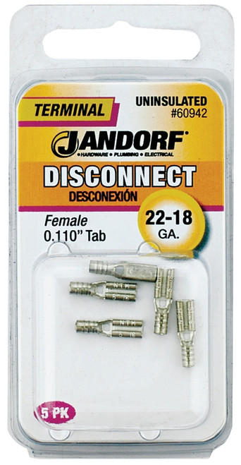 Jandorf 60942 Disconnect Terminal, 22 to 18 AWG Wire, Copper Contact [SKU: ORG3401528]