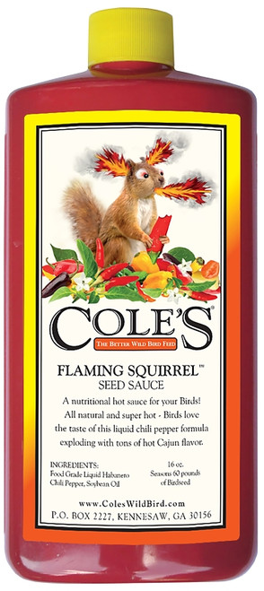 Cole's Flaming Squirrel Seed Sauce FS16 Bird Seed, Cajun Flavor, 16 oz Bottle [SKU: ORG2967941]