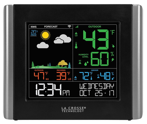 La Crosse V10-TH Weather Station, Battery, 32 to 122 deg F Indoor, -40 to 140 deg F Outdoor, LCD Display [SKU: ORG1180066]