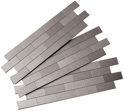 ASPECT A9550 Wall Tile, 12 in L, 4 in W, 1/8 in Thick, Aluminum/Polymer, Brushed Stainless Steel [SKU: ORG0553560]