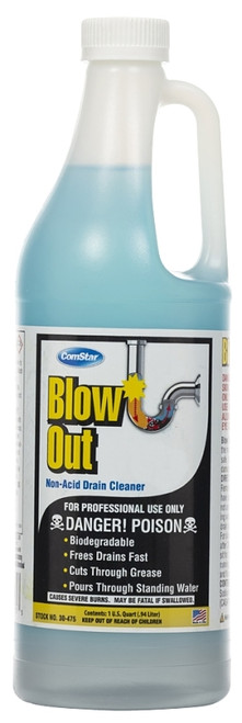 ComStar Blow Out 30-475 Drain Cleaner, Liquid, Dark Green, Odorless, 1 qt Bottle [SKU: ORG0564344]