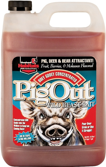 Evolved Habitats Pig Out EVO41303 Wild Beast Bait, Berries, Fruit, Molasses Flavor, 1 gal [SKU: ORG9729005]