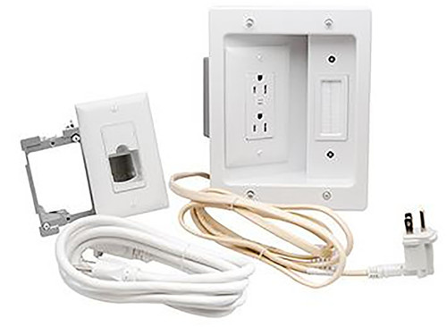 On-Q CPT306WV1 TV Power and Cable Management Kit, 125 VAC, NEMA: 5-15R, White [SKU: ORG0250282]