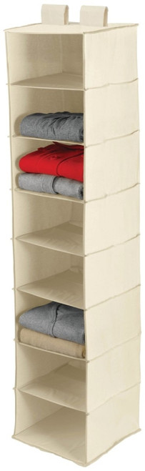 Honey-Can-Do SFT-01253 Closet Organizer, 12 in W, 54 in H, 8-Shelf, Canvas, Beige [SKU: ORG1689421]