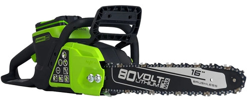 Greenworks 2014002AZ Brushless Chainsaw, Battery Included, 2.5 Ah, 80 V, Lithium-Ion, 28 in Cutting Capacity [SKU: ORG8198871]
