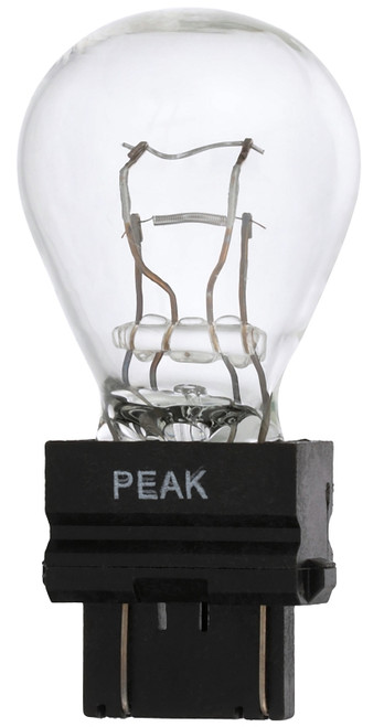 PEAK 3157LL-BPP Miniature Automotive Bulb, 12.8 V, 27 W, Incandescent Lamp, Wedge Base, Clear Light [SKU: ORG4541512]