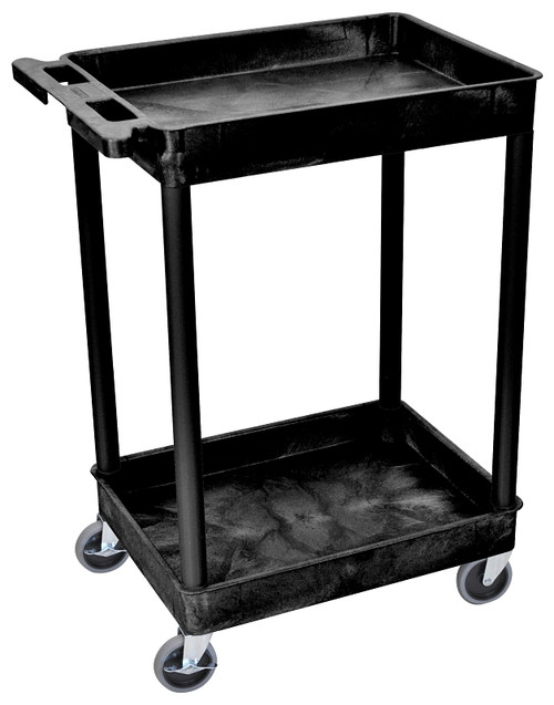 LUXOR RPSTCS11-B Utility Tub Cart, 300 lb, 2-Shelf, Black, 24 in OAW, 37-1/2 in OAH [SKU: ORG5594775]