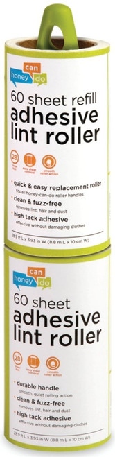Honey-Can-Do LNT-03769 Lint Roller with Refill, 60 Sheets Roller, Plastic, Green [SKU: ORG1516749]