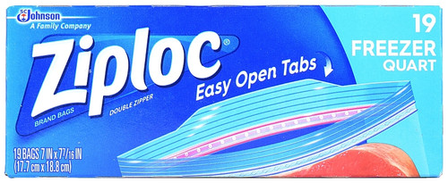 Ziploc 00388 Freezer Bag, 1 qt Capacity [SKU: ORG6065148]