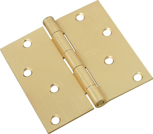 National Hardware N830-231 Door Hinge, Cold Rolled Steel, Satin Brass, Non-Rising, Removable Pin, Full-Mortise Mounting [SKU: ORG2048783]