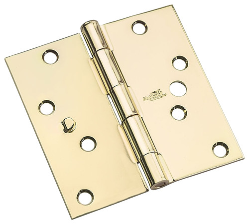 National Hardware 512 Series N830-401 Door Hinge, 4 in H Frame Leaf, Steel, Bright Brass, Flush, Removable Pin, 55 lb [SKU: ORG7197643]