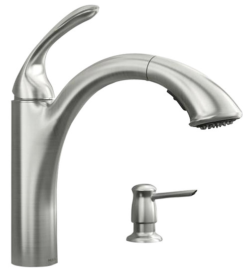 Moen Kinzel 87035SRS Kitchen Faucet, 1.5 gpm, 1-Faucet Handle, Stainless Steel, Stainless Steel, Deck Mounting [SKU: ORG4374930]