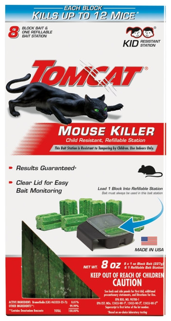 Tomcat 0371210 Refillable Mouse Bait Station, 4-1/4 in L, 1-1/2 in W, 8-1/4 in H, 8 oz Bait [SKU: ORG1170273]