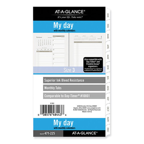 My Day Daily/Monthly Planner Refill, Desk Size 3, 6.75 x 3.75, Brown/White Sheets, 12-Month (Jan to Dec): 2023 [SKU: AAG47122523]