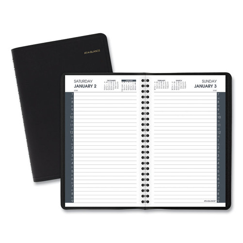 Daily Appointment Book with 30-Minute Appointments, 8 x 5, Black Cover, 12-Month (Jan to Dec): 2023 [SKU: AAG7020705]