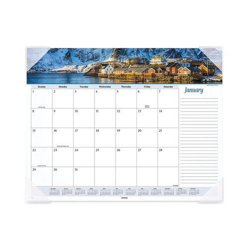 Seascape Panoramic Desk Pad, Seascape Panoramic Photography, 22 x 17, White Sheets, Clear Corners, 12-Month (Jan-Dec): 2023 [SKU: AAG89803]