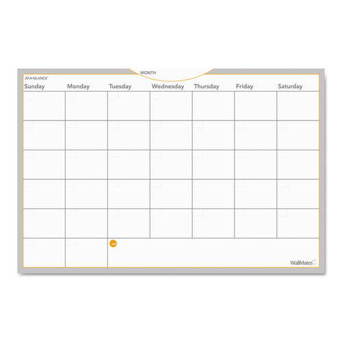 WallMates Self-Adhesive Dry Erase Monthly Planning Surfaces, 36 x 24, White/Gray/Orange Sheets, Undated [SKU: AAGAW602028]