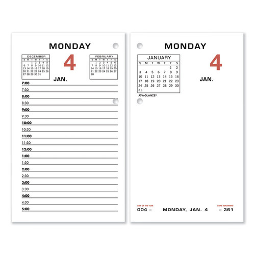 Two-Color Desk Calendar Refill, 3.5 x 6, White Sheets, 2023 [SKU: AAGE01750]