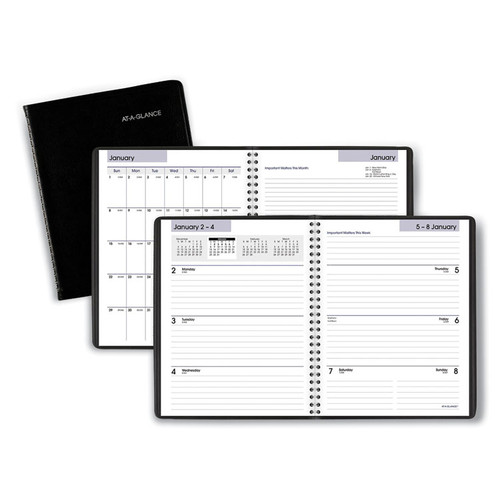 DayMinder Executive Weekly/Monthly Planner, 8.75 x 7, Black Cover, 12-Month (Jan to Dec): 2023 [SKU: AAGG5460023]