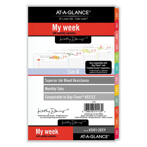 My Week Weekly/Monthly Planner Refill, Floral Artwork, Desk Size 4, 8.5 x 5.5, Multicolor Sheets, 12-Month (Jan-Dec): 2023 [SKU: AAGKD81285Y23]