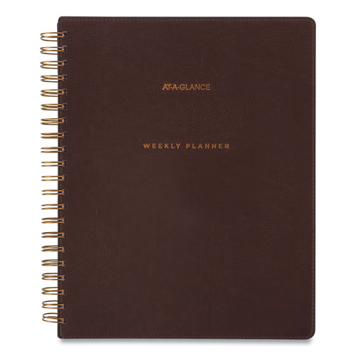 Signature Collection Distressed Brown Weekly Monthly Planner, 11 x 8.5, Brown Cover, 13-Month (Jan to Jan): 2023 to 2024 [SKU: AAGYP90509]