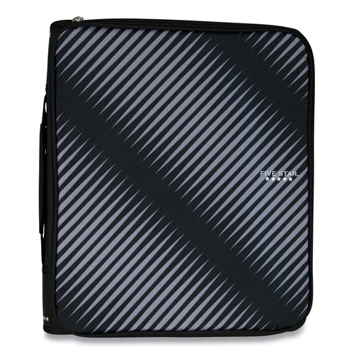 Zipper Binder, 3 Rings, 2" Capacity, 11 x 8.5, Black/Gray Zebra Print Design [SKU: ACC72536EA]
