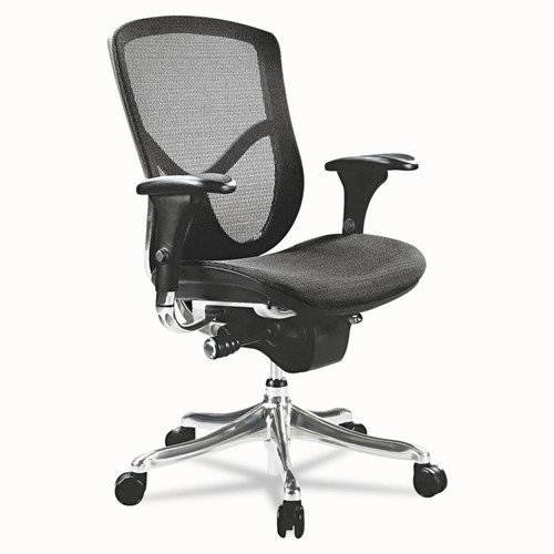 Alera EQ Series Ergonomic Multifunction Mid-Back Mesh Chair, Supports Up to 250 lb, Black Seat/Back, Aluminum Base [SKU: ALEEQA42ME10A]