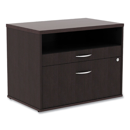 Alera Open Office Desk Series Low File Cabinet Credenza, 2-Drawer: Pencil/File,Legal/Letter,1 Shelf,Espresso,29.5x19.13x22.88 [SKU: ALELS583020ES]