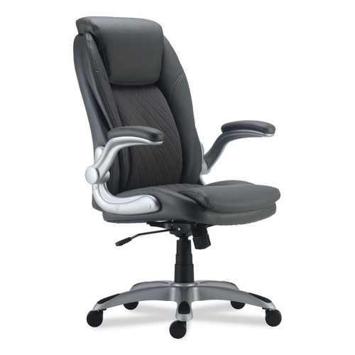 Alera Leithen Bonded Leather Midback Chair, Supports Up to 275 lb, Gray Seat/Back, Silver Base [SKU: ALELT4219]