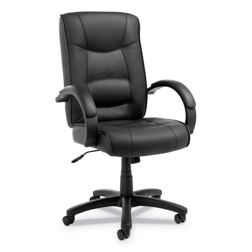 Alera Strada Series High-Back Swivel/Tilt Top-Grain Leather Chair, Supports Up to 275 lb, 17.91" to 21.85" Seat Height, Black [SKU: ALESR41LS10B]