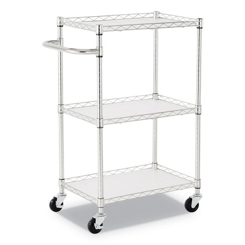Three-Shelf Wire Cart with Liners, Metal, 3 Shelves, 450 lb Capacity, 24" x 16" x 39", Silver [SKU: ALESW322416SR]