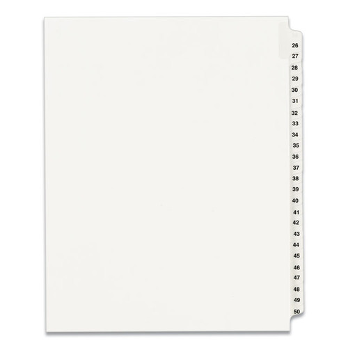 Preprinted Legal Exhibit Side Tab Index Dividers, Avery Style, 25-Tab, 26 to 50, 11 x 8.5, White, 1 Set, (1331) [SKU: AVE01331]