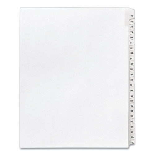 Preprinted Legal Exhibit Side Tab Index Dividers, Allstate Style, 25-Tab, 76 to 100, 11 x 8.5, White, 1 Set, (1704) [SKU: AVE01704]