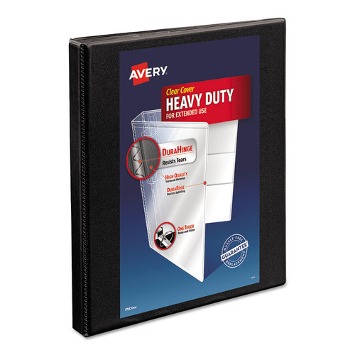 Heavy-Duty Non Stick View Binder with DuraHinge and Slant Rings, 3 Rings, 0.5" Capacity, 11 x 8.5, Black, (5233) [SKU: AVE05233]